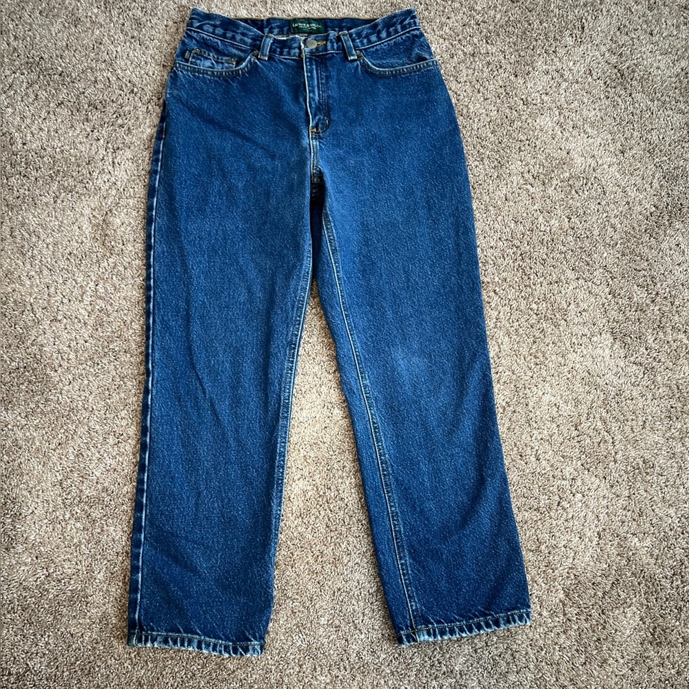 Lauren Jeans Co Vintage Straight Leg Jeans Petite Medium Wash Blue Y2K Cotton